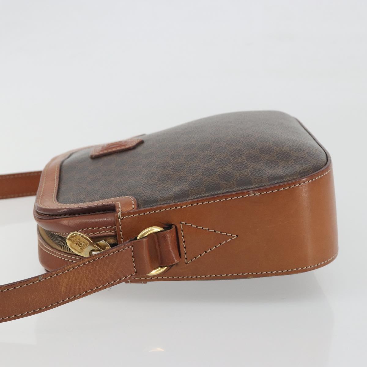 CELINE Macadam Canvas Shoulder Bag PVC Leather Brown Gold Auth mr2826