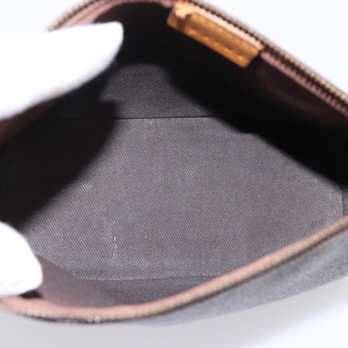 CELINE Macadam Canvas Pouch PVC Leather Brown Gold Auth mr2827
