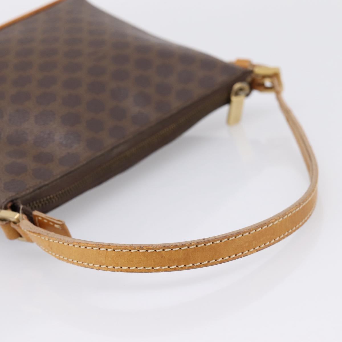 CELINE Macadam Canvas Pouch PVC Leather Brown Gold Auth mr2827