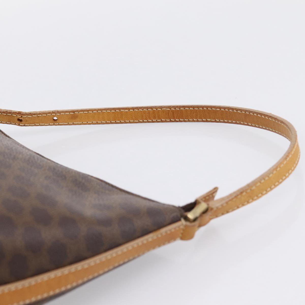 CELINE Macadam Canvas Pouch PVC Leather Brown Gold Auth mr2827