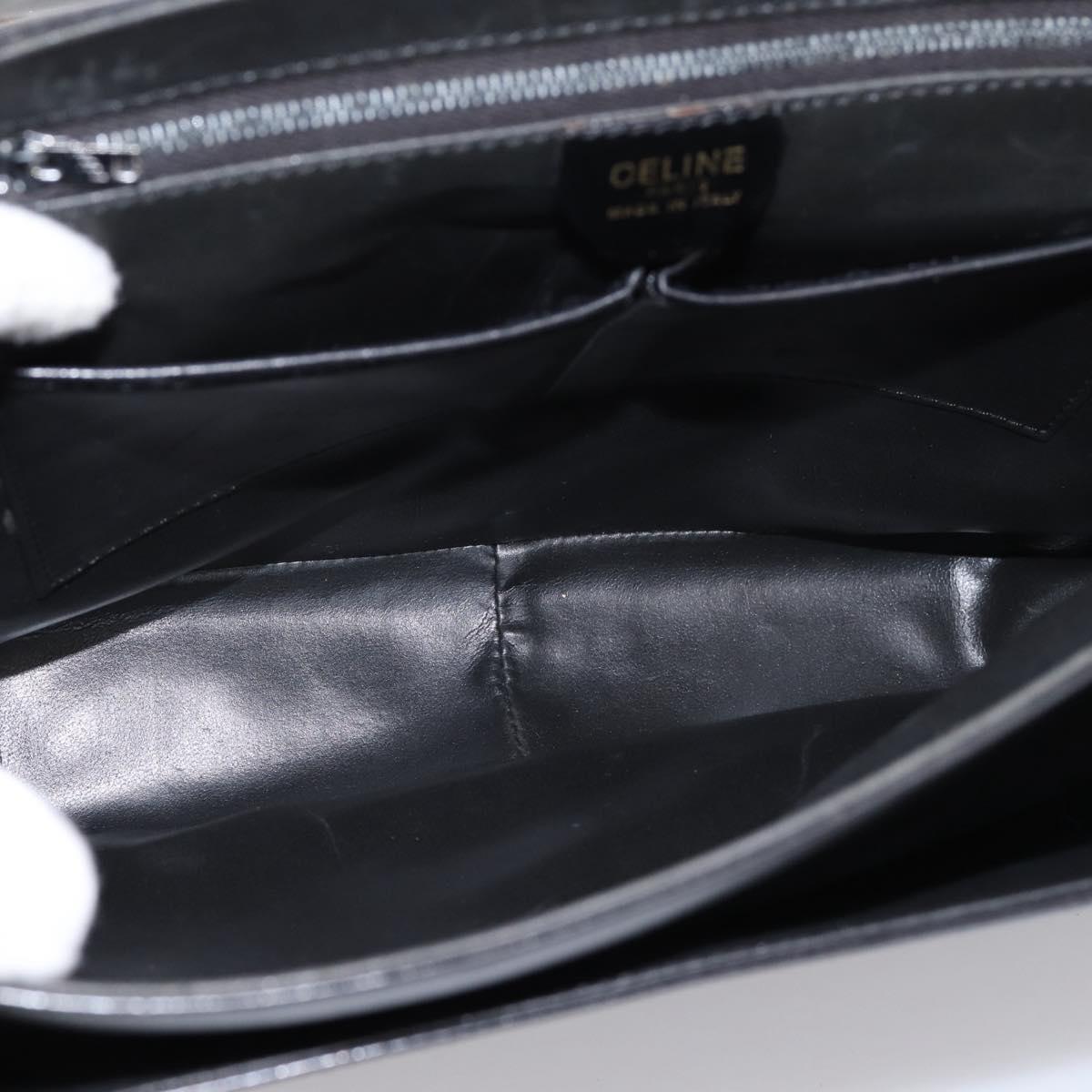 CELINE Shoulder Bag Leather Black Gold Auth mr2828