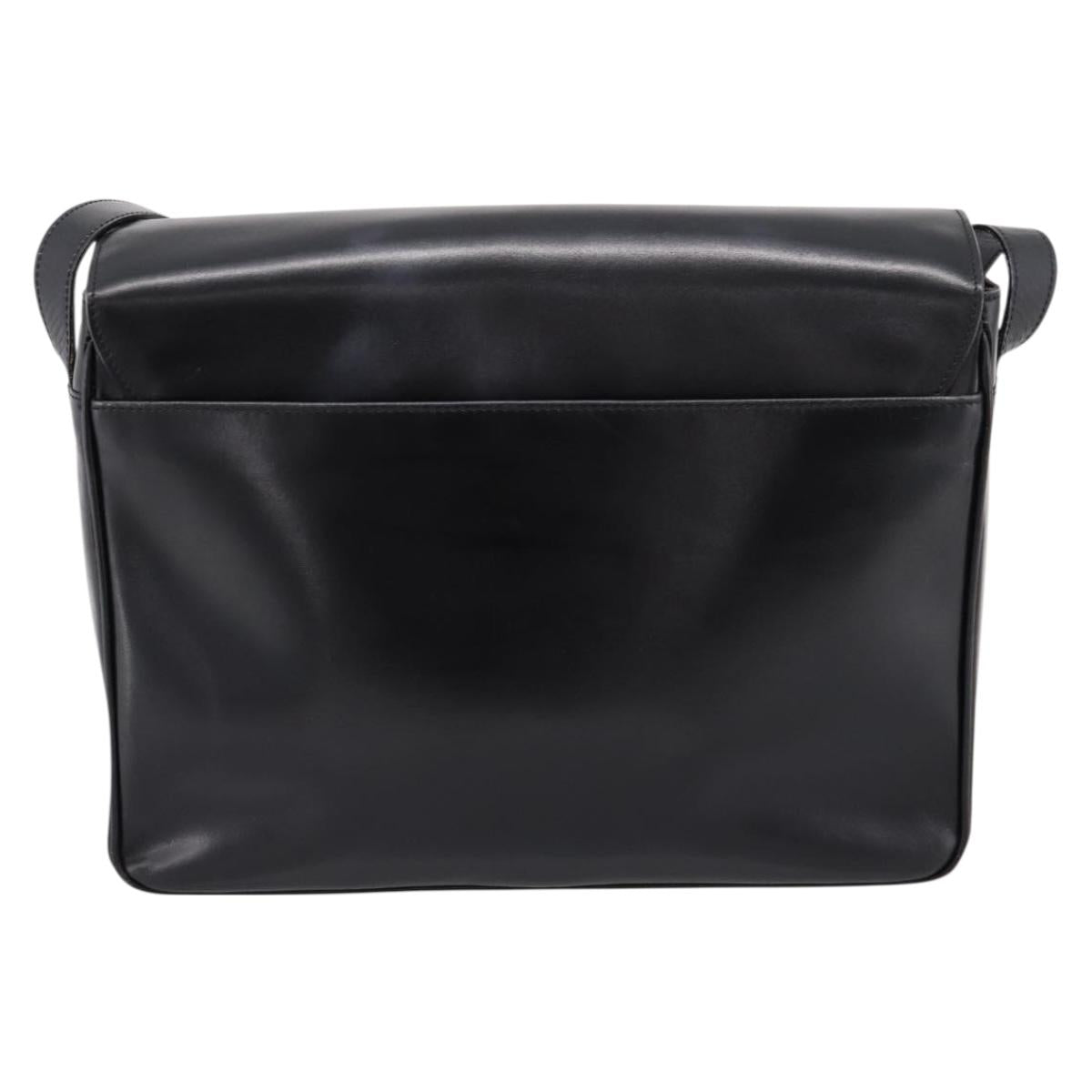 CELINE Shoulder Bag Leather Black Gold Auth mr2828