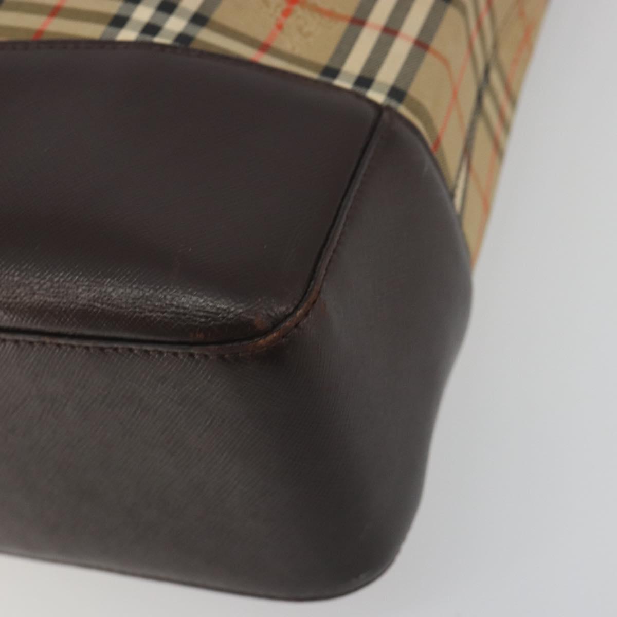 BURBERRY Nova Check Shoulder Bag Canvas Brown Gold Auth mr2829