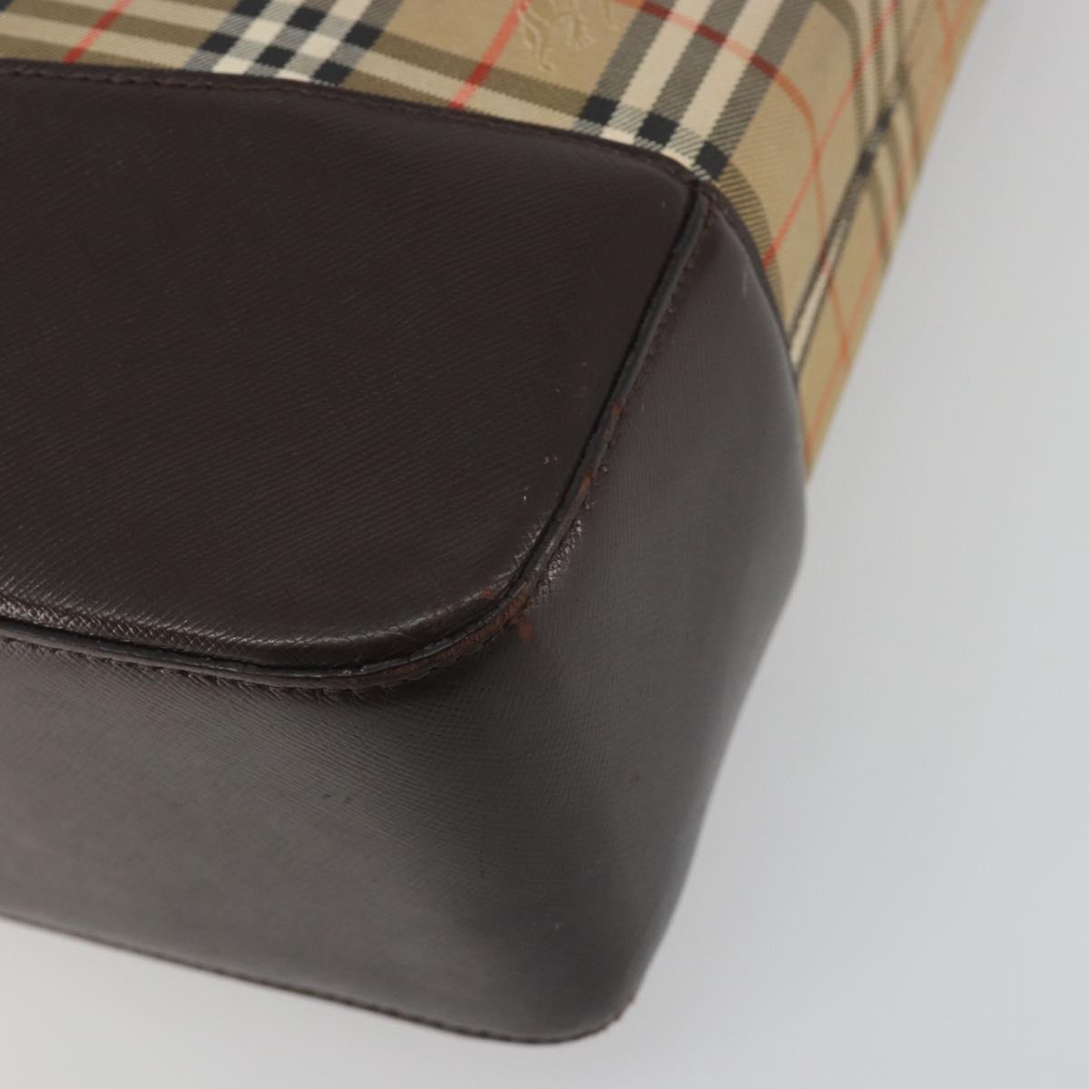 BURBERRY Nova Check Shoulder Bag Canvas Brown Gold Auth mr2829