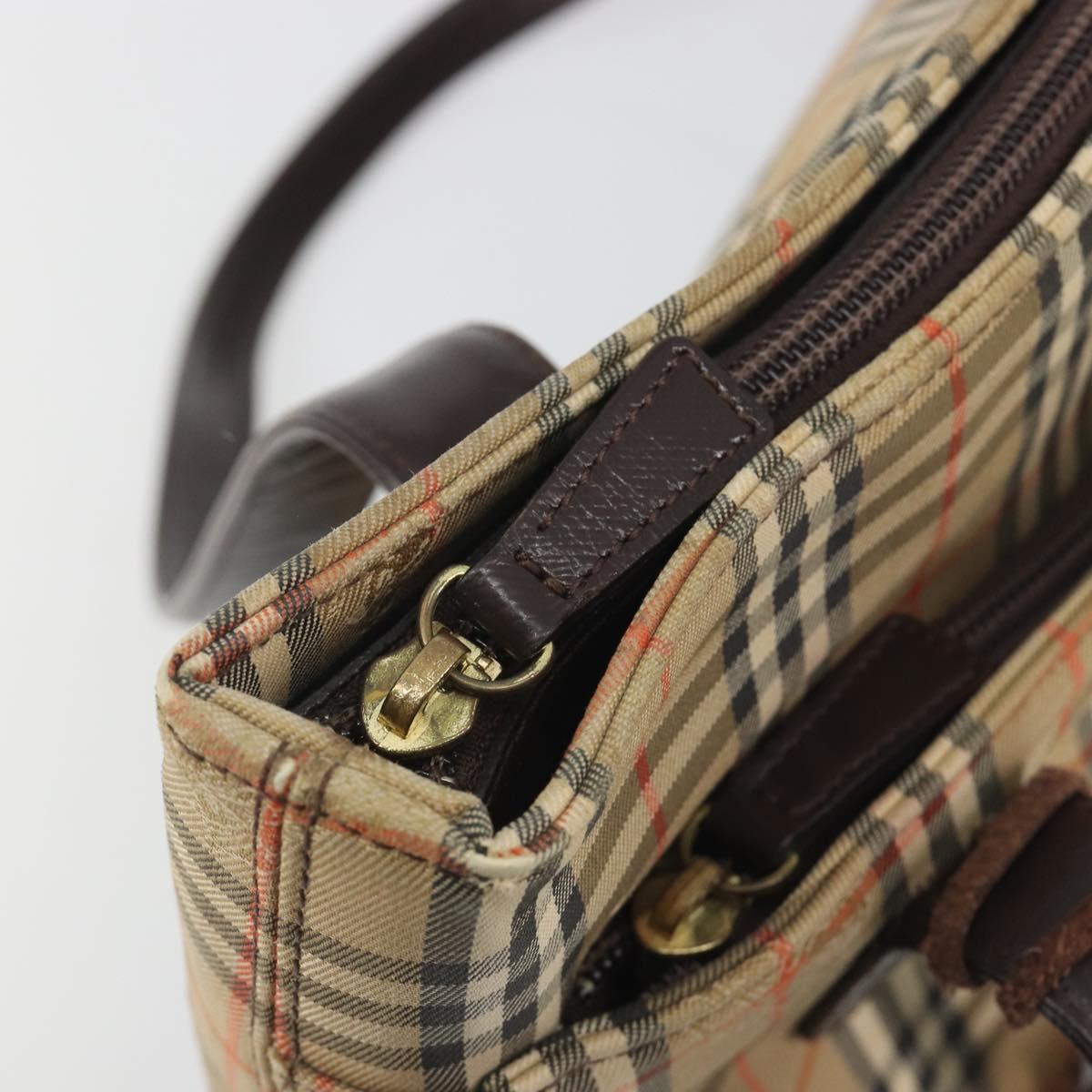 BURBERRY Nova Check Shoulder Bag Canvas Brown Gold Auth mr2829