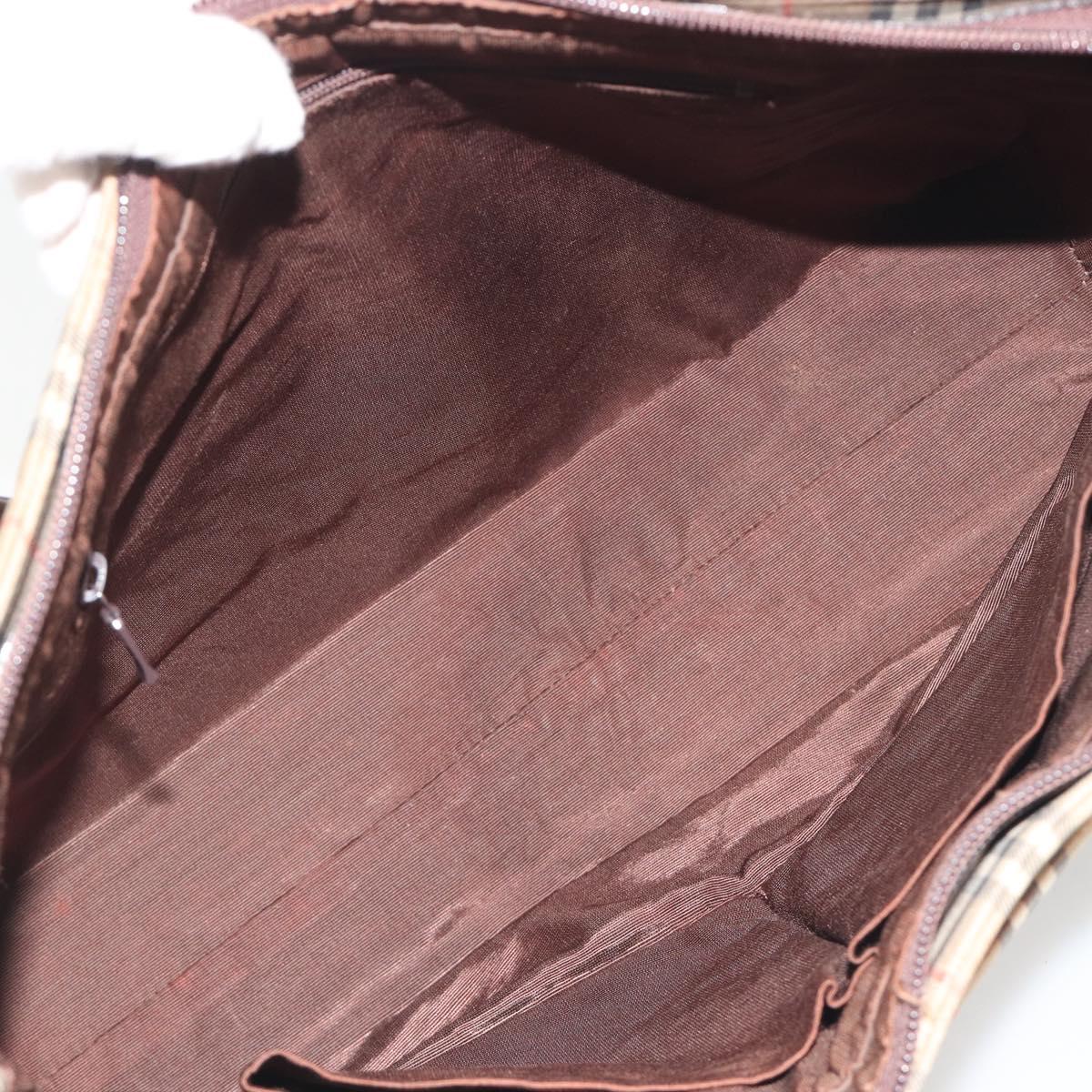 BURBERRY Nova Check Shoulder Bag Canvas Brown Gold Auth mr2829