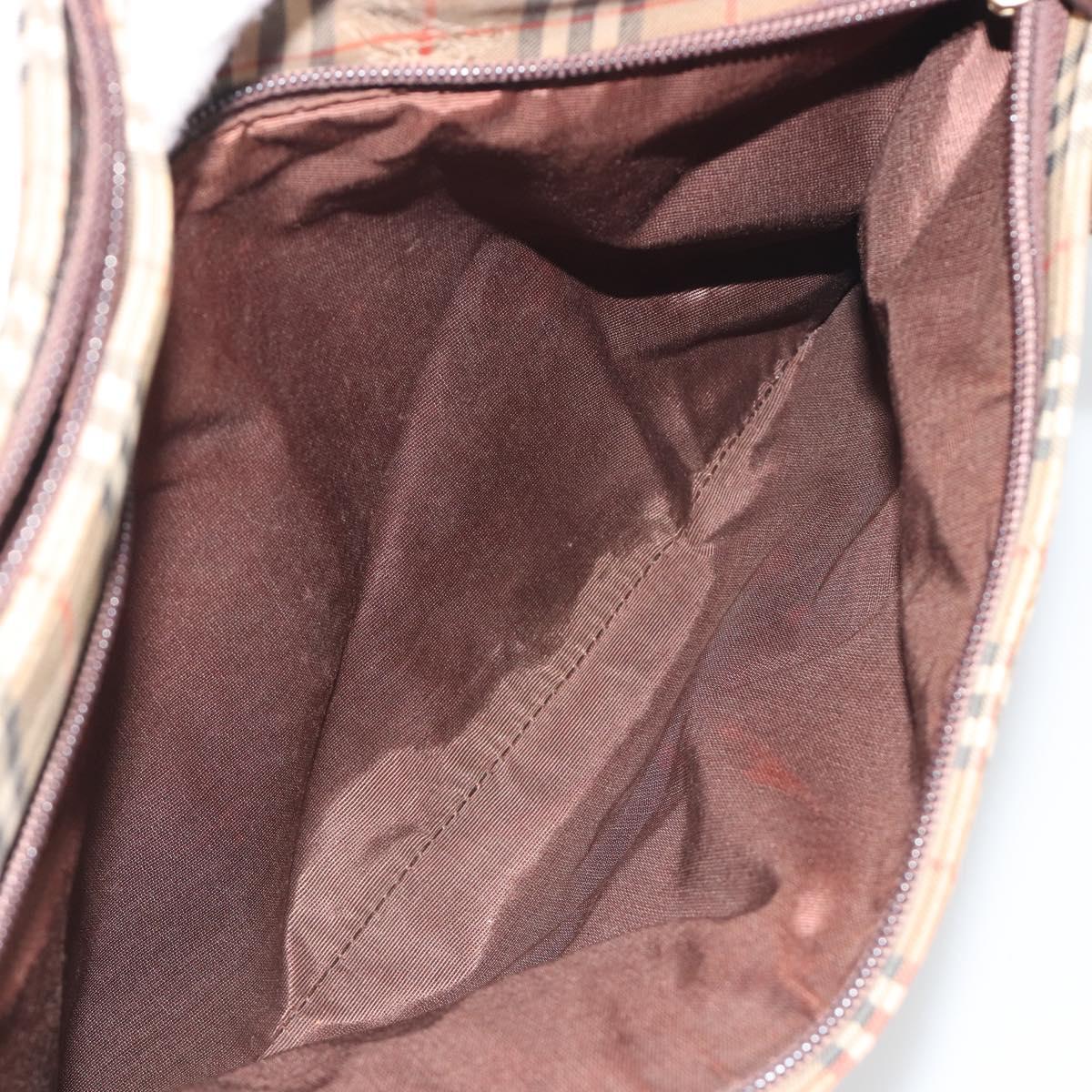 BURBERRY Nova Check Shoulder Bag Canvas Brown Gold Auth mr2829