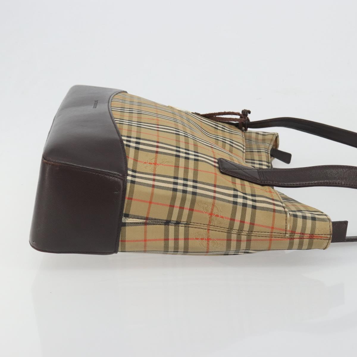 BURBERRY Nova Check Shoulder Bag Canvas Brown Gold Auth mr2829