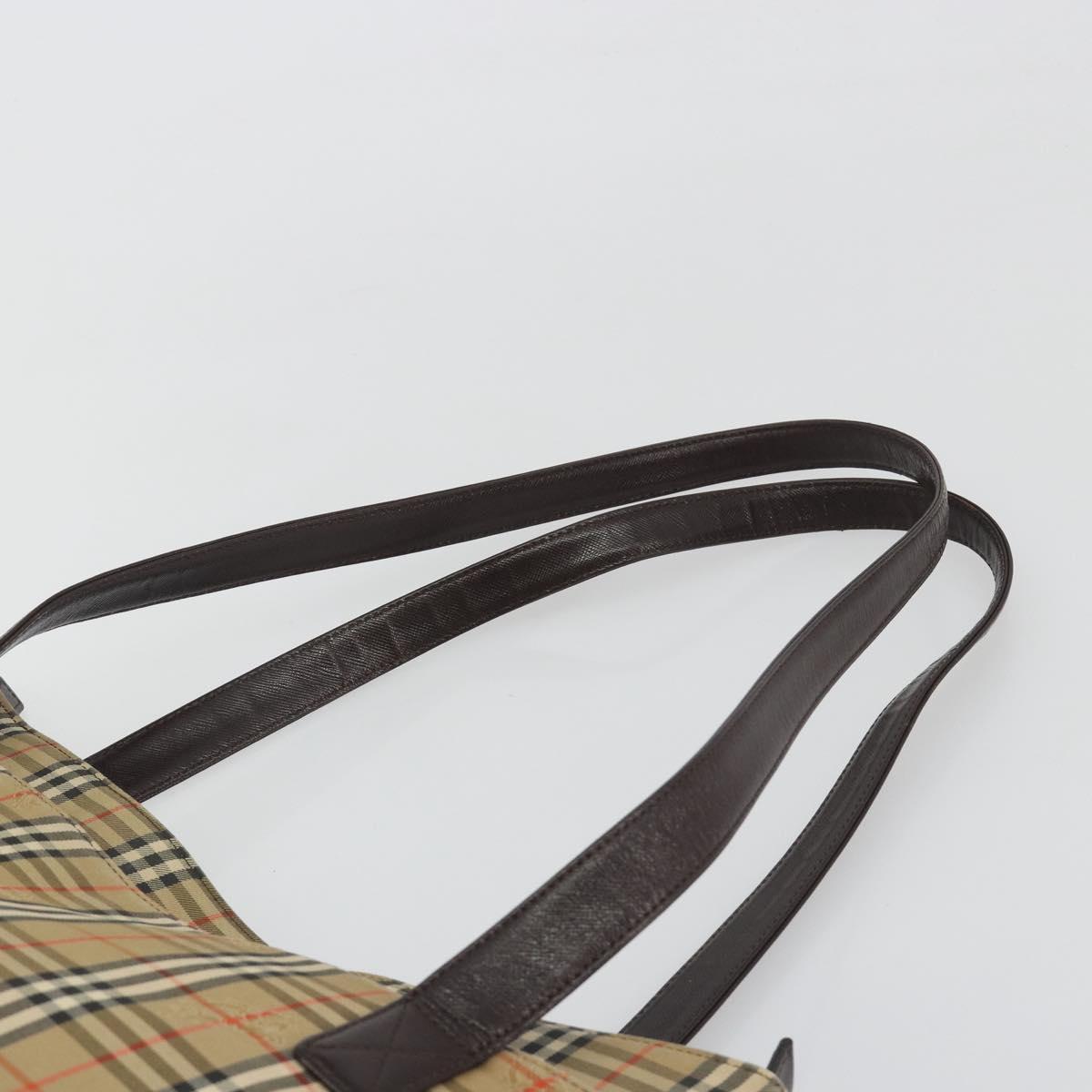 BURBERRY Nova Check Shoulder Bag Canvas Brown Gold Auth mr2829