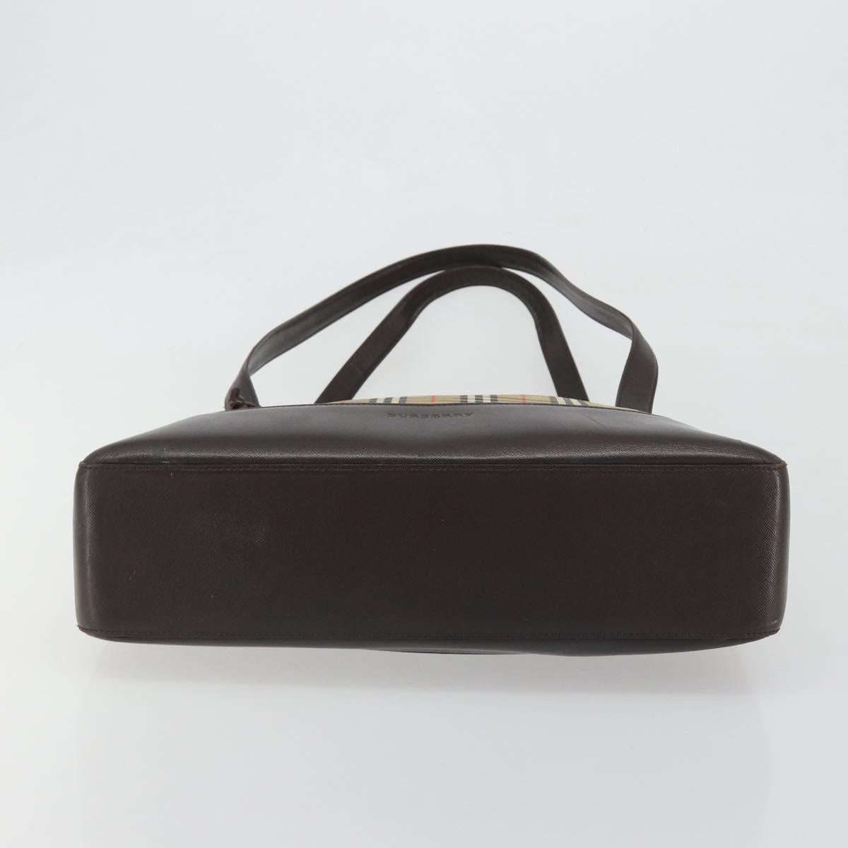 BURBERRY Nova Check Shoulder Bag Canvas Brown Gold Auth mr2829