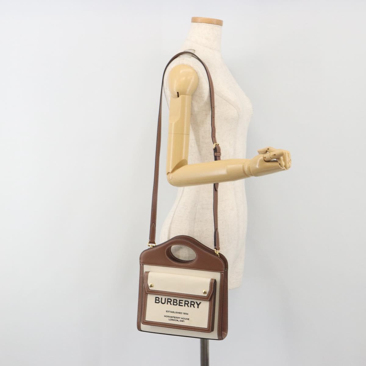 BURBERRY Shoulder Bag Canvas 2way Brown Gold Auth mr2830V