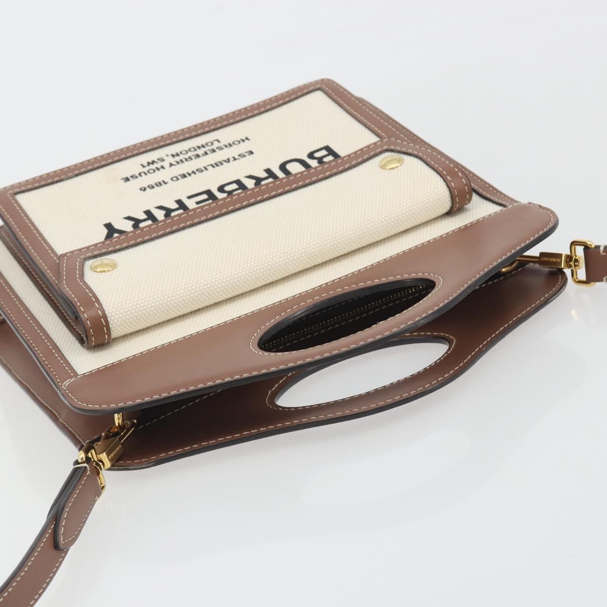 BURBERRY Shoulder Bag Canvas 2way Brown Gold Auth mr2830V