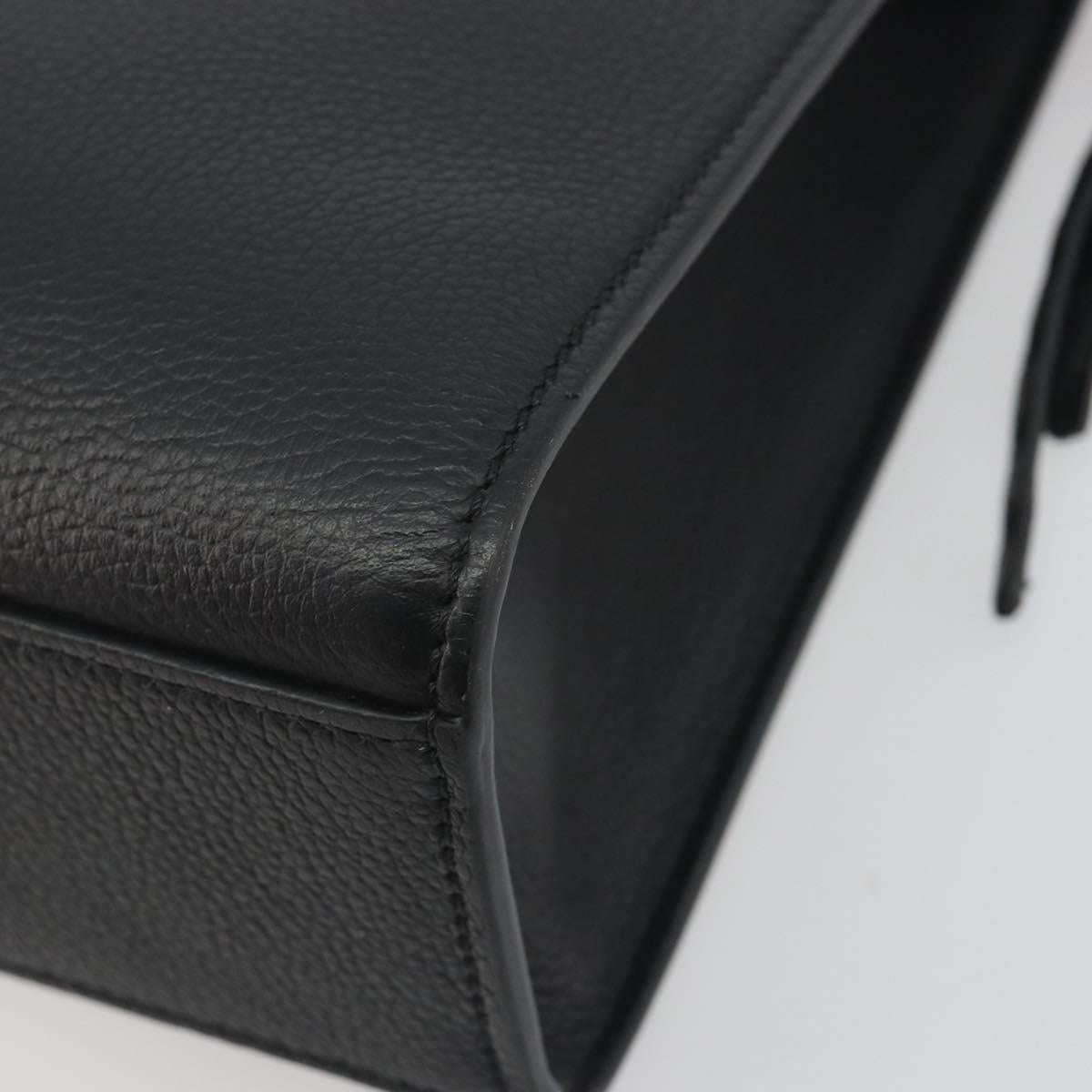 FENDI Go-To Shopper Hand Bag Leather Black Silver Auth mr2832