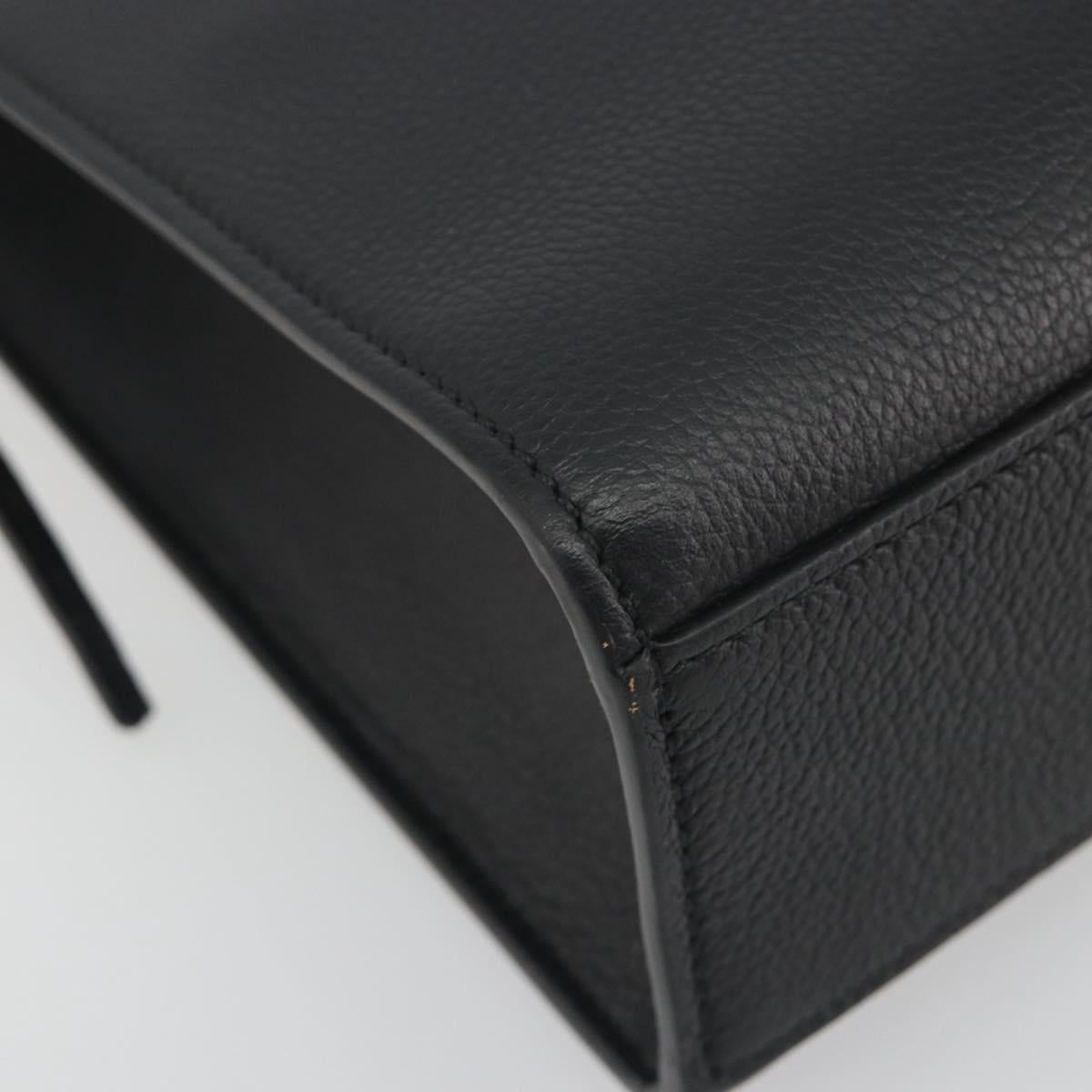 FENDI Go-To Shopper Hand Bag Leather Black Silver Auth mr2832