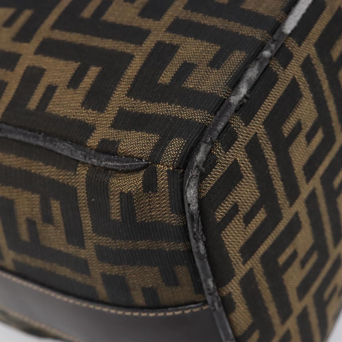 FENDI Zucca Canvas Vanity Hand Bag Black Brown Auth mr2833