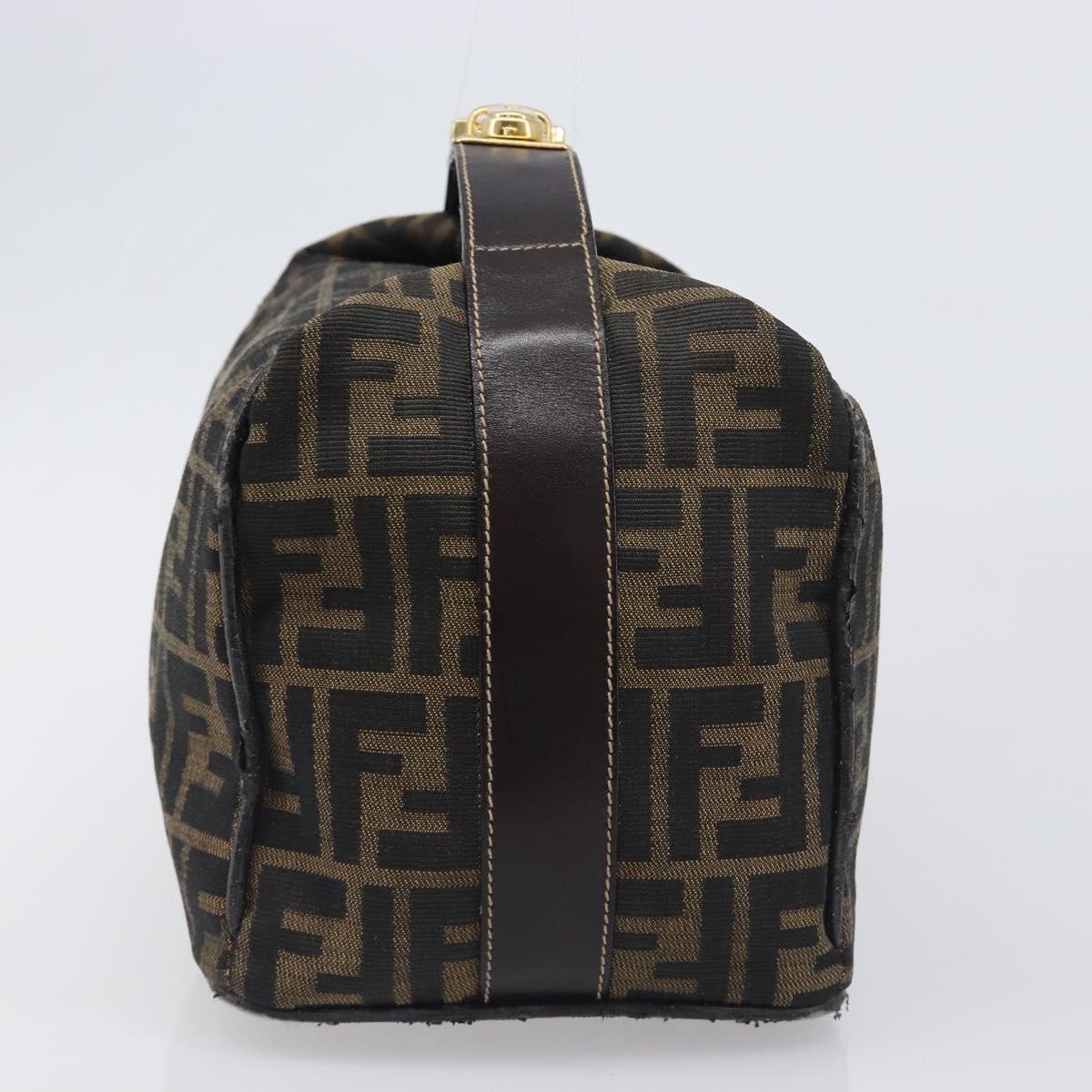 FENDI Zucca Canvas Vanity Hand Bag Black Brown Auth mr2833