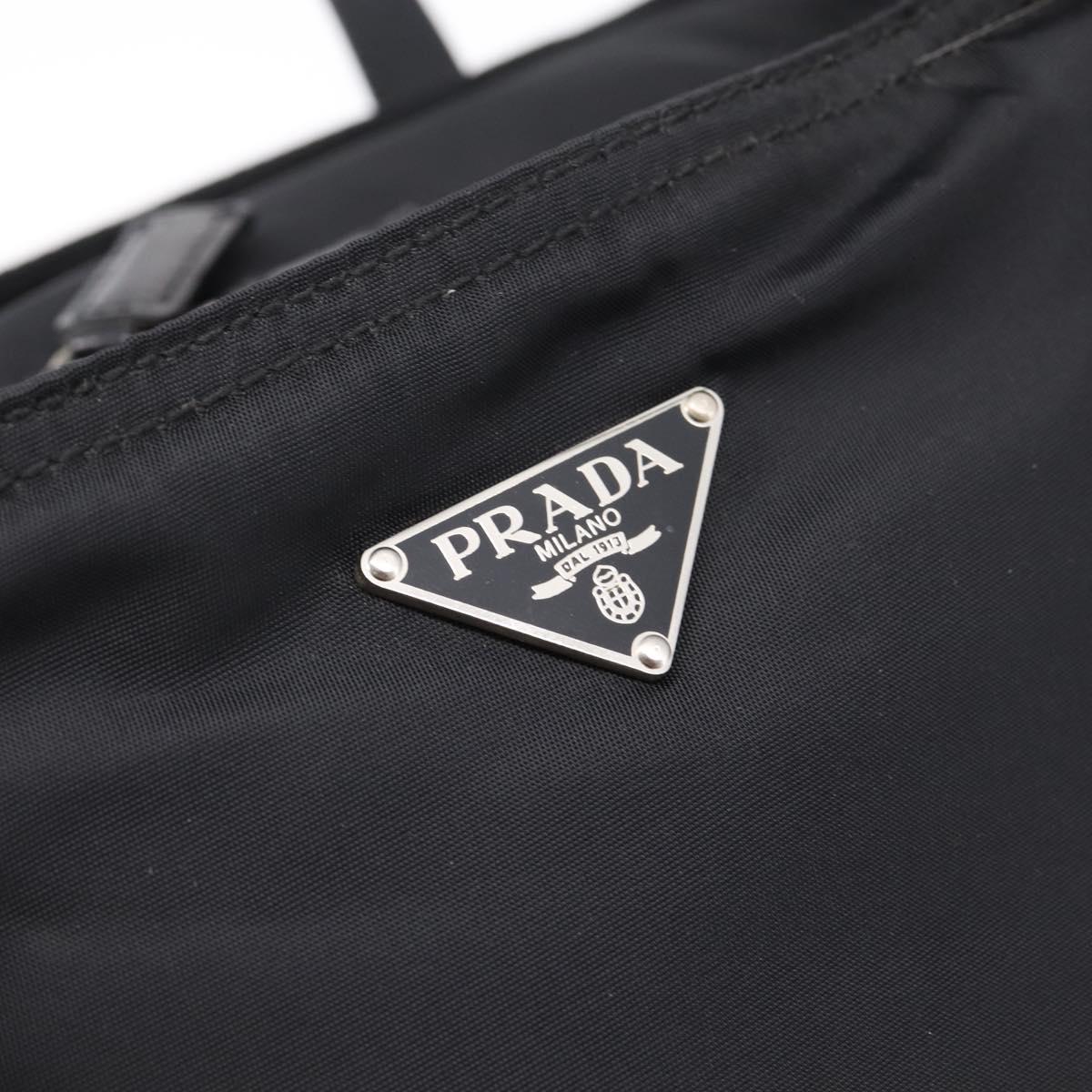 PRADA Tote Bag Nylon Black Silver Auth mr2834