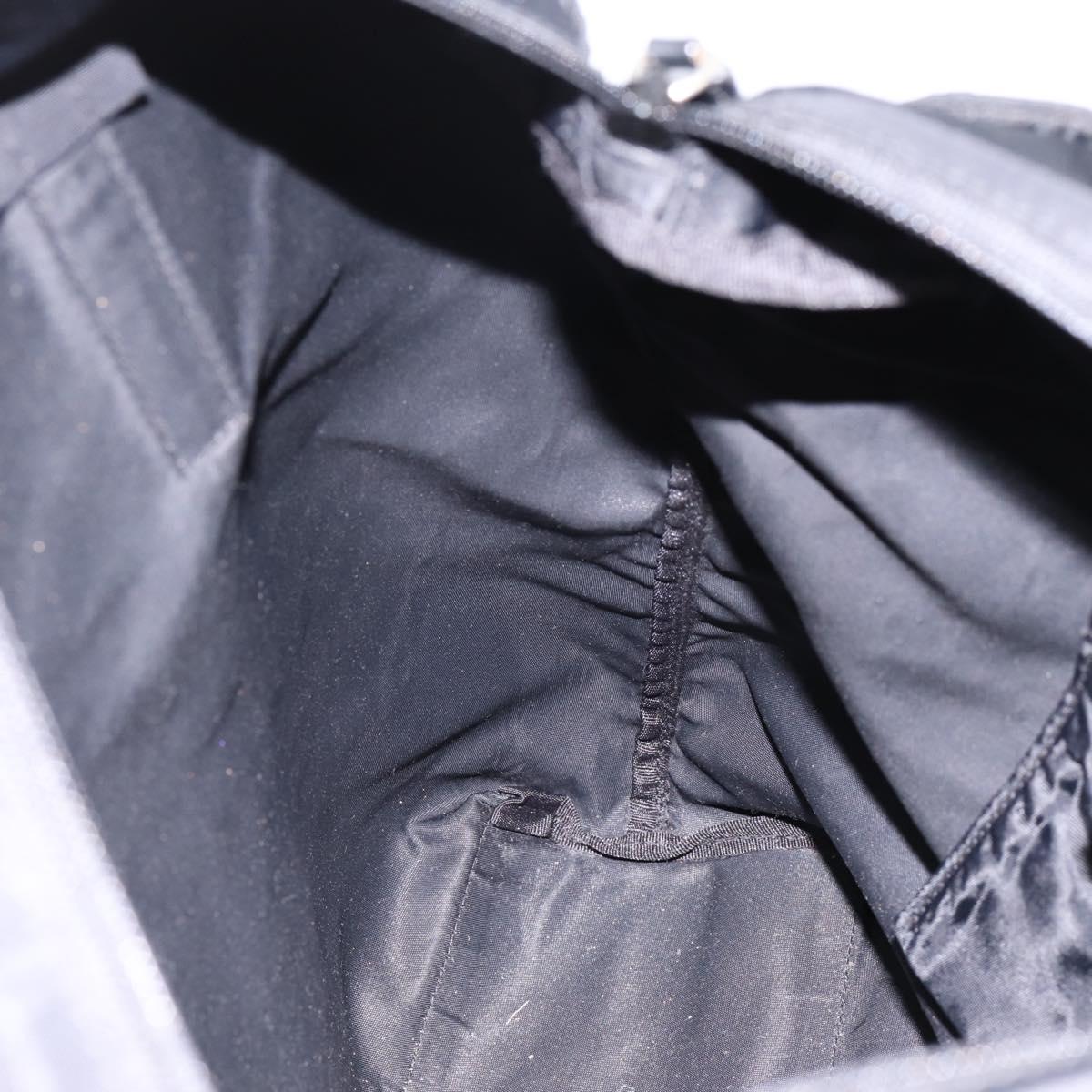 PRADA Tote Bag Nylon Black Silver Auth mr2834