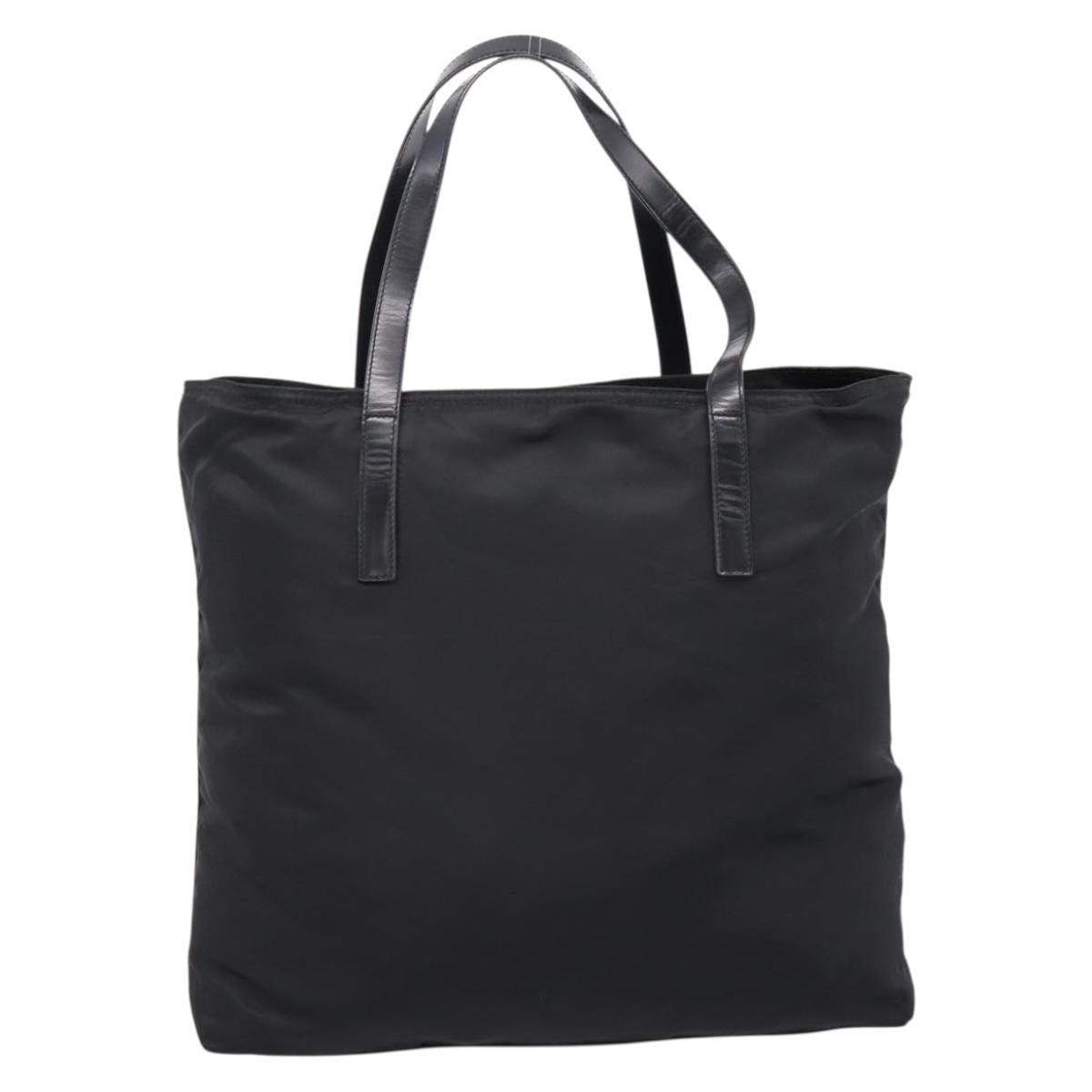PRADA Tote Bag Nylon Black Silver Auth mr2834