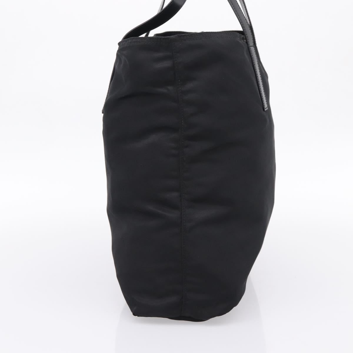 PRADA Tote Bag Nylon Black Silver Auth mr2834