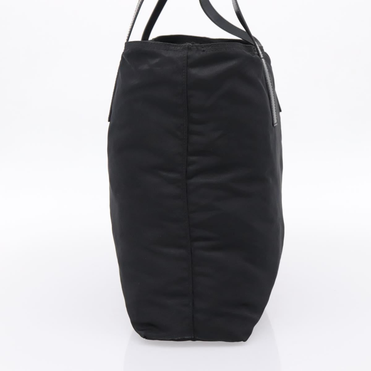 PRADA Tote Bag Nylon Black Silver Auth mr2834