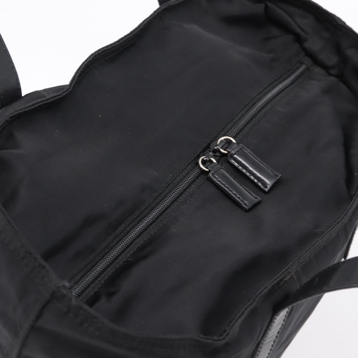 PRADA Tote Bag Nylon Black Silver Auth mr2834