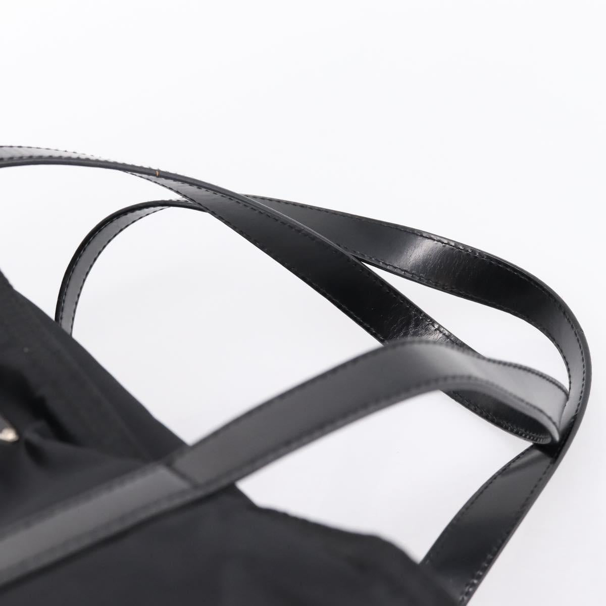 PRADA Tote Bag Nylon Black Silver Auth mr2834
