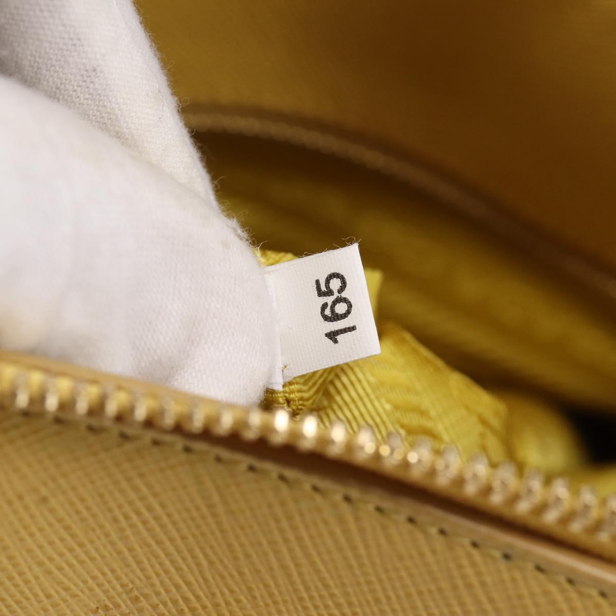 PRADA Hand Bag Safiano Leather Yellow Gold Auth mr2835V