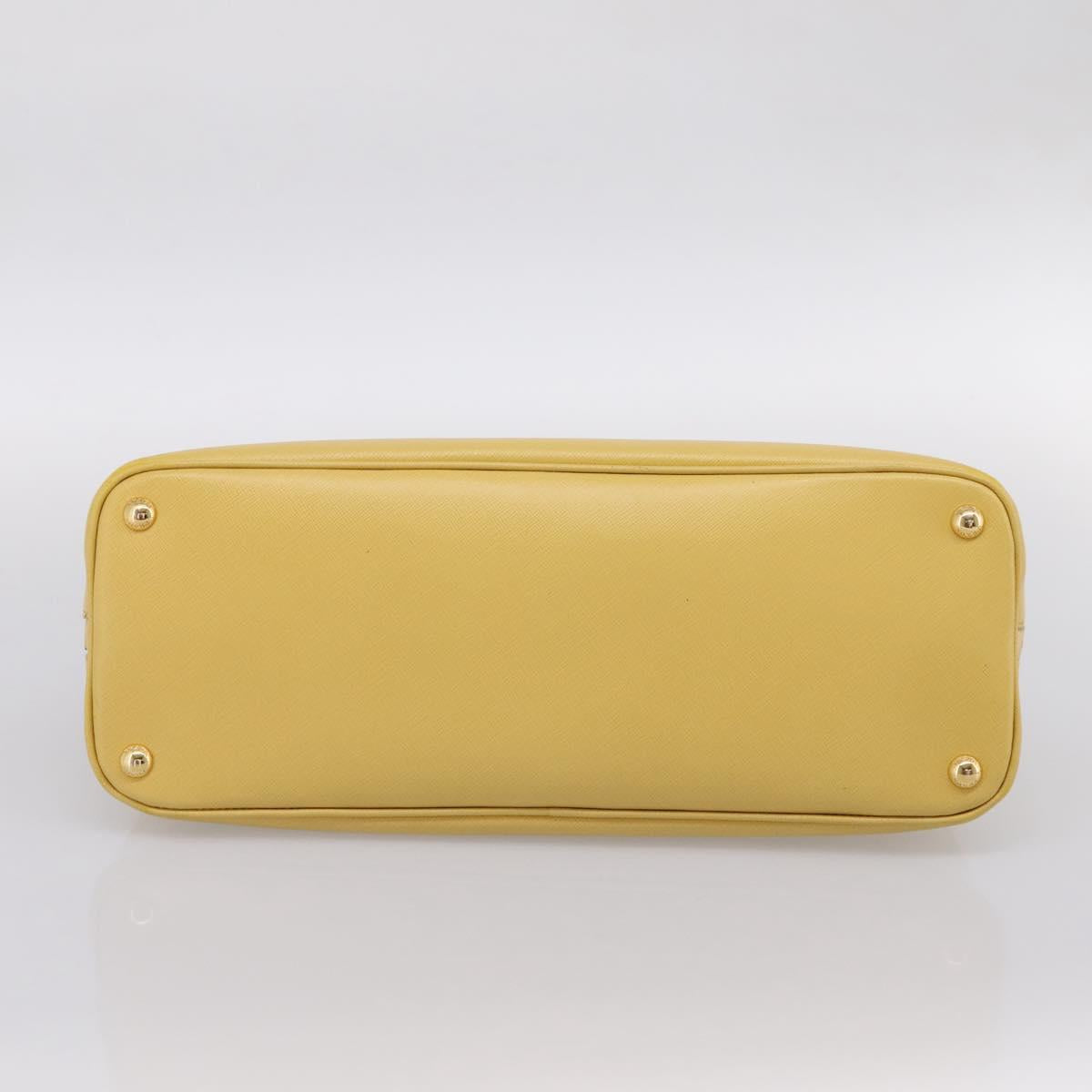 PRADA Hand Bag Safiano Leather Yellow Gold Auth mr2835V