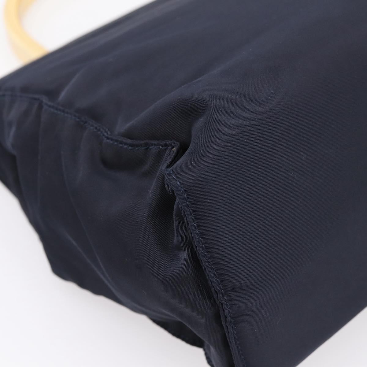 PRADA Pocono Hand Bag Nylon Navy Gold Auth mr2836
