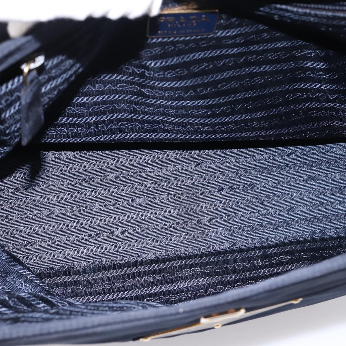 PRADA Pocono Hand Bag Nylon Navy Gold Auth mr2836