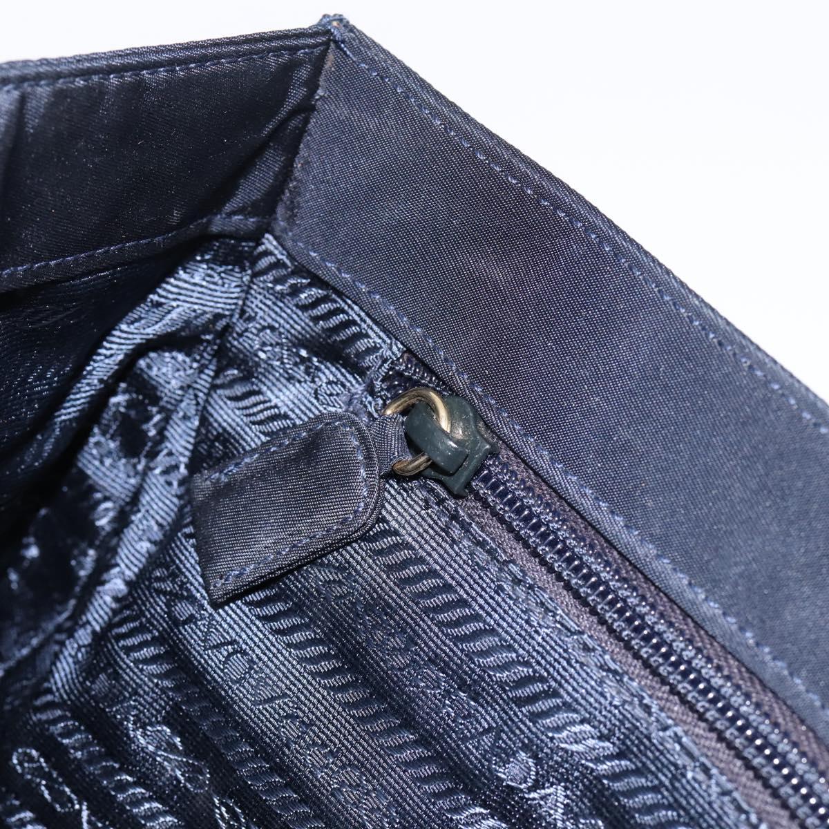 PRADA Pocono Hand Bag Nylon Navy Gold Auth mr2836