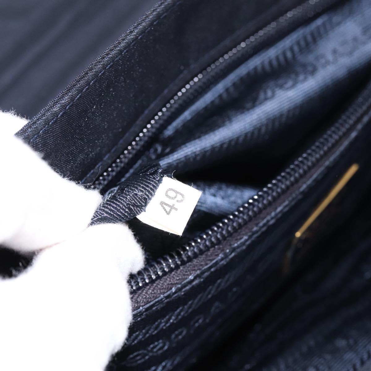 PRADA Pocono Hand Bag Nylon Navy Gold Auth mr2836