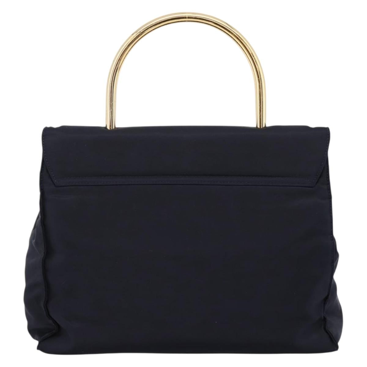 PRADA Pocono Hand Bag Nylon Navy Gold Auth mr2836