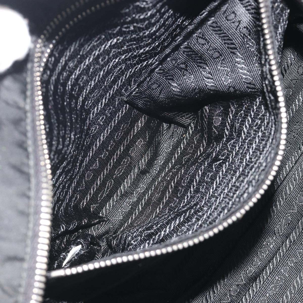PRADA Pocono Hand Bag Nylon Leather Black Silver Auth mr2838