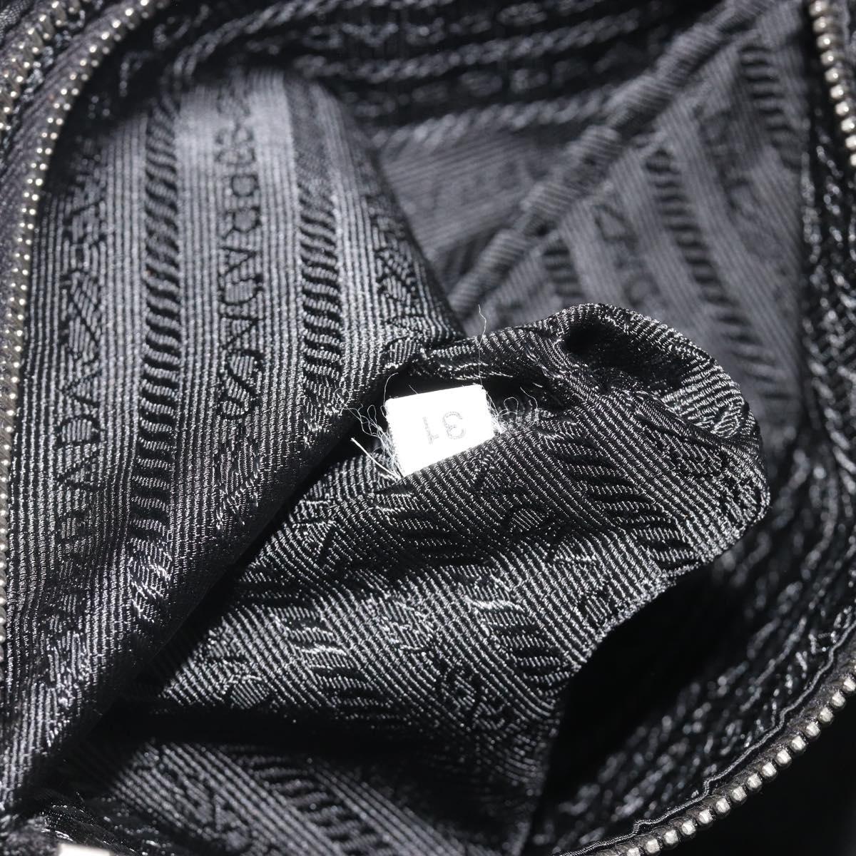 PRADA Pocono Hand Bag Nylon Leather Black Silver Auth mr2838