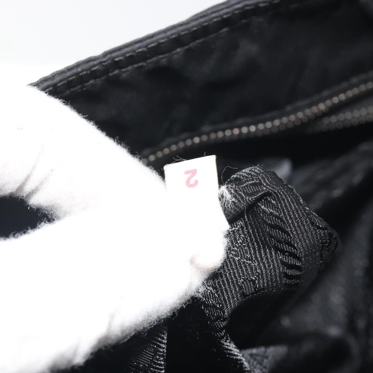 PRADA Pocono Hand Bag Nylon Leather Black Silver Auth mr2838