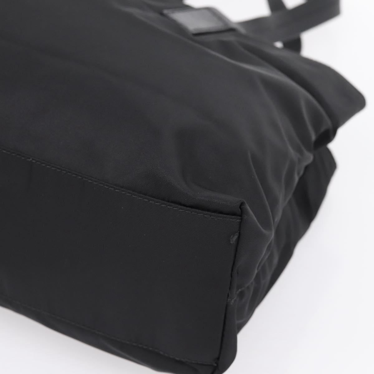 PRADA Pocono Tote Bag Nylon Black Silver Auth mr2839