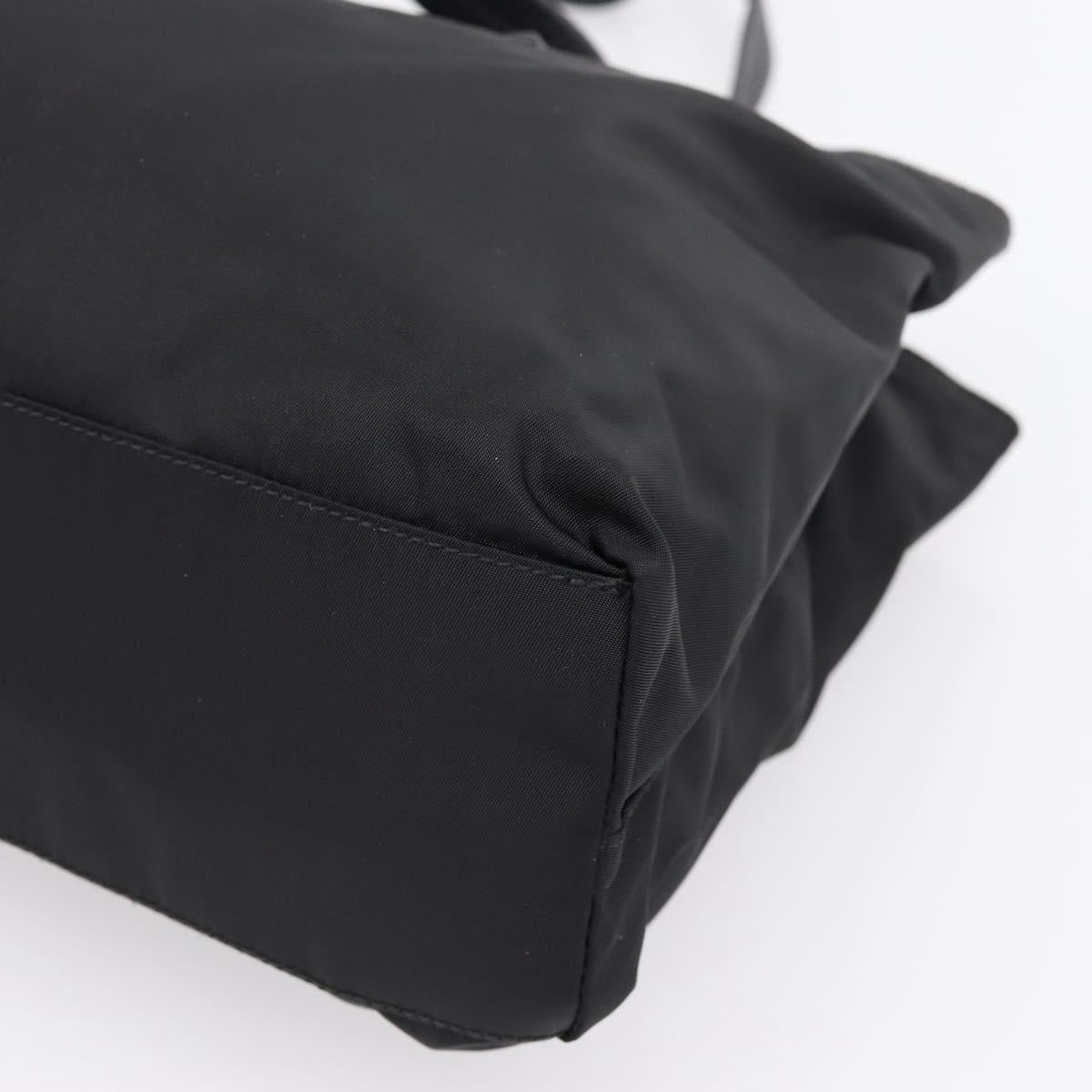 PRADA Pocono Tote Bag Nylon Black Silver Auth mr2839