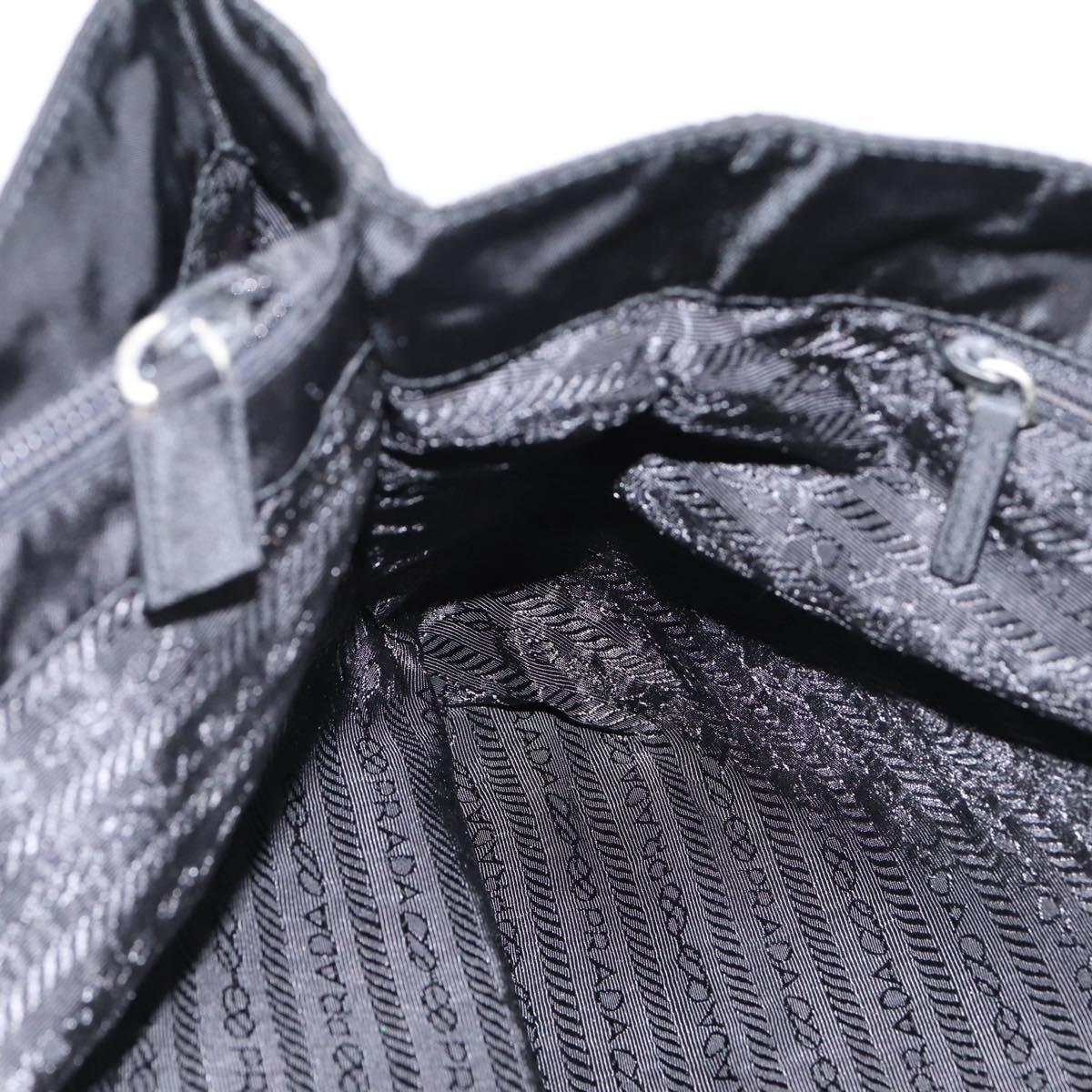 PRADA Pocono Tote Bag Nylon Black Silver Auth mr2839