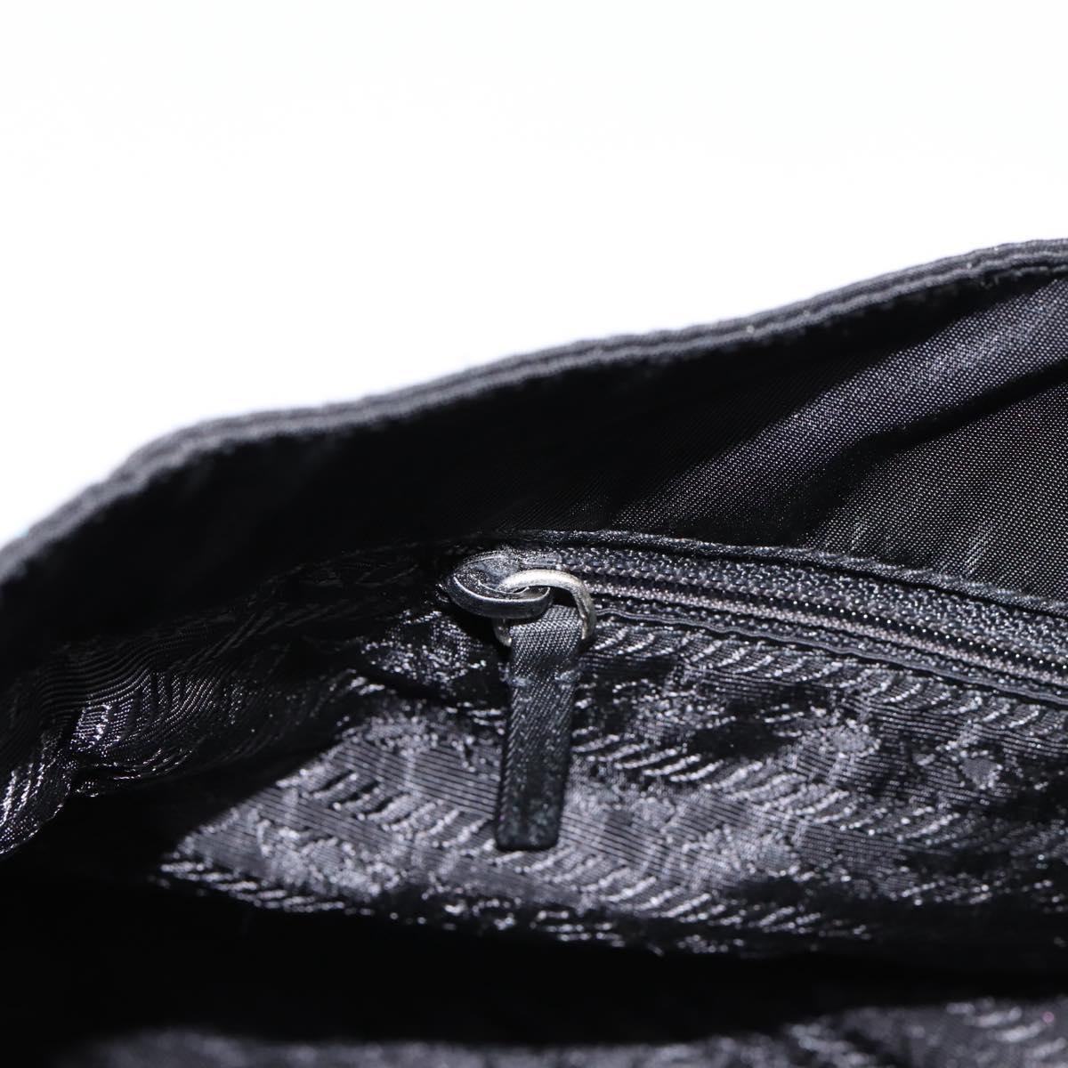 PRADA Pocono Tote Bag Nylon Black Silver Auth mr2839