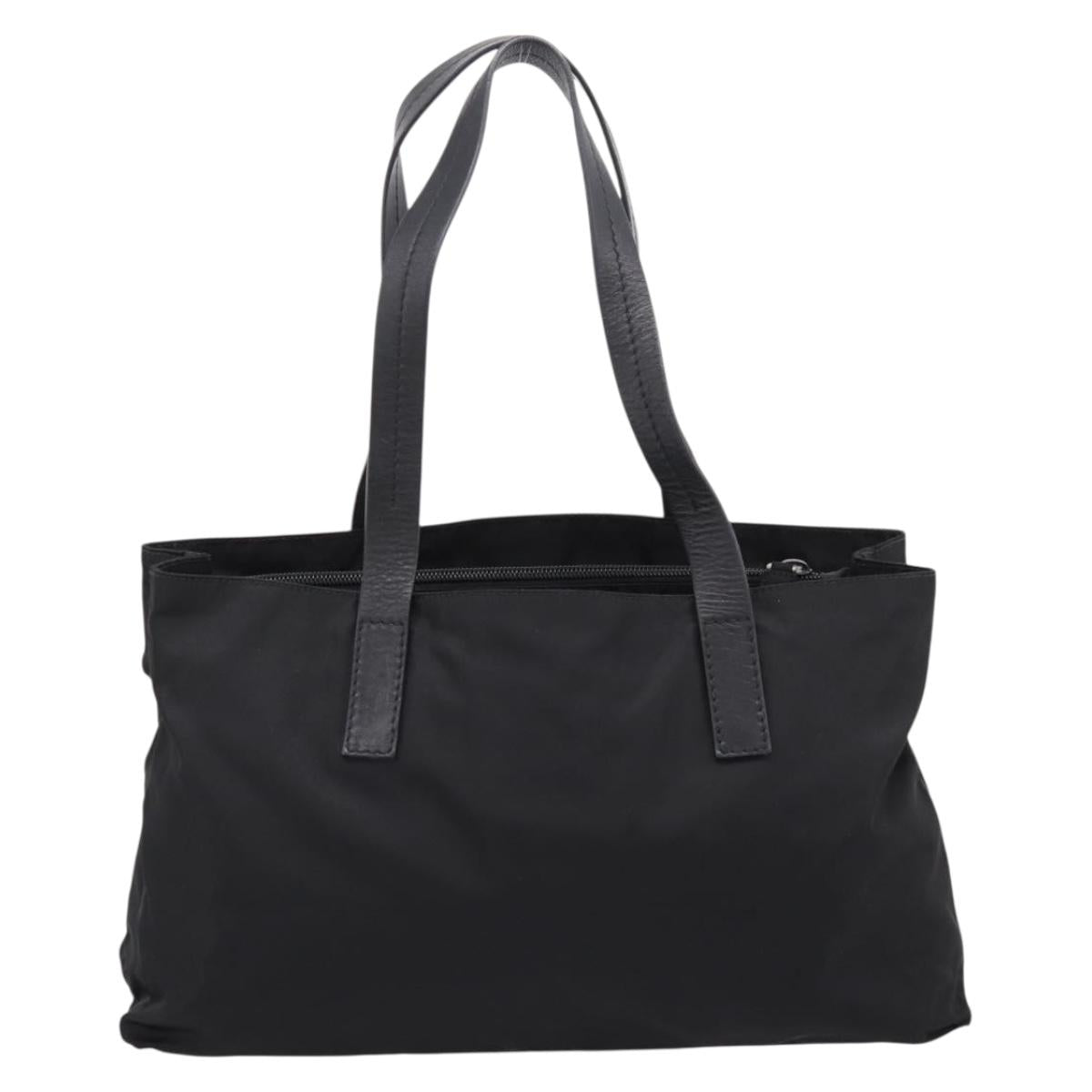 PRADA Pocono Tote Bag Nylon Black Silver Auth mr2839