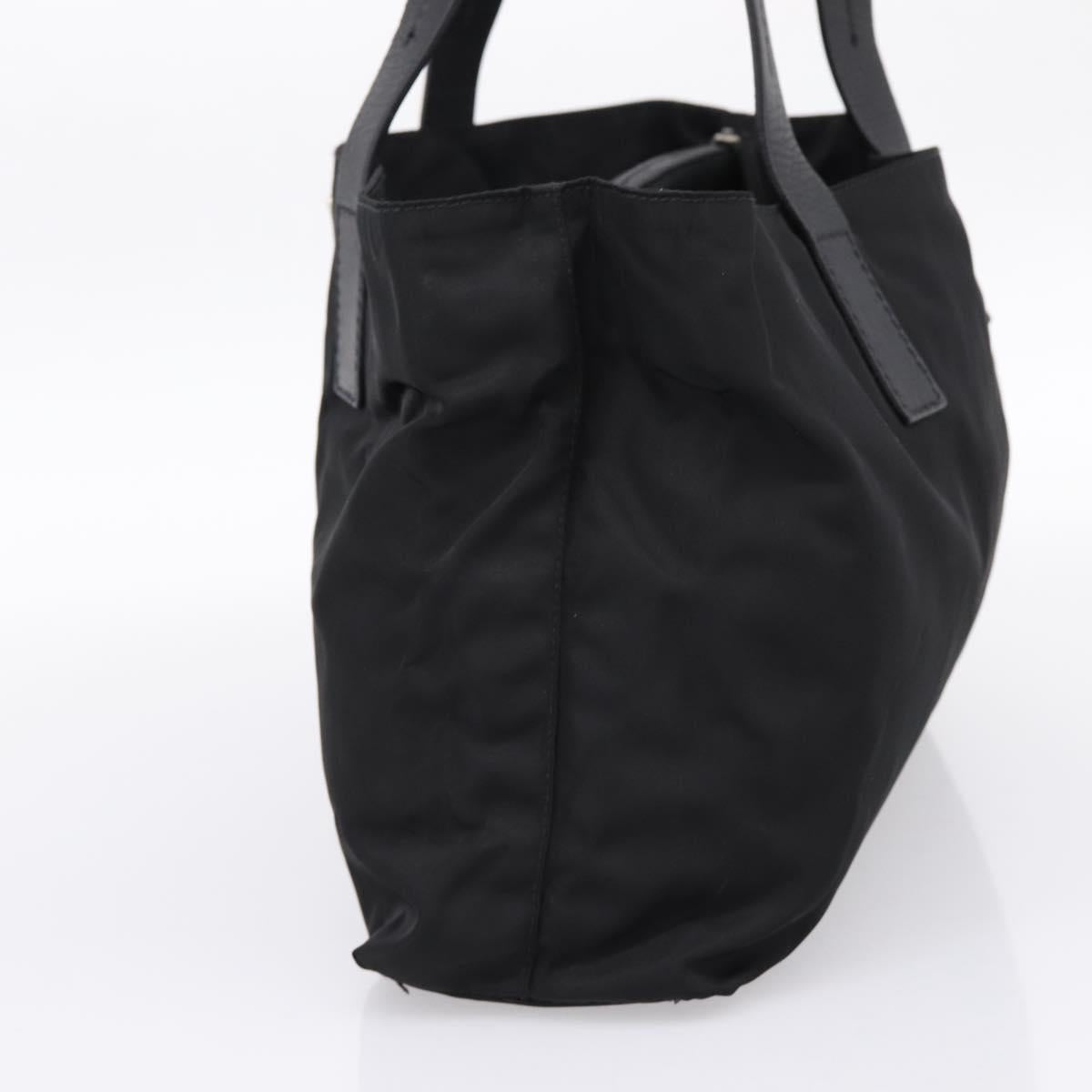 PRADA Pocono Tote Bag Nylon Black Silver Auth mr2839