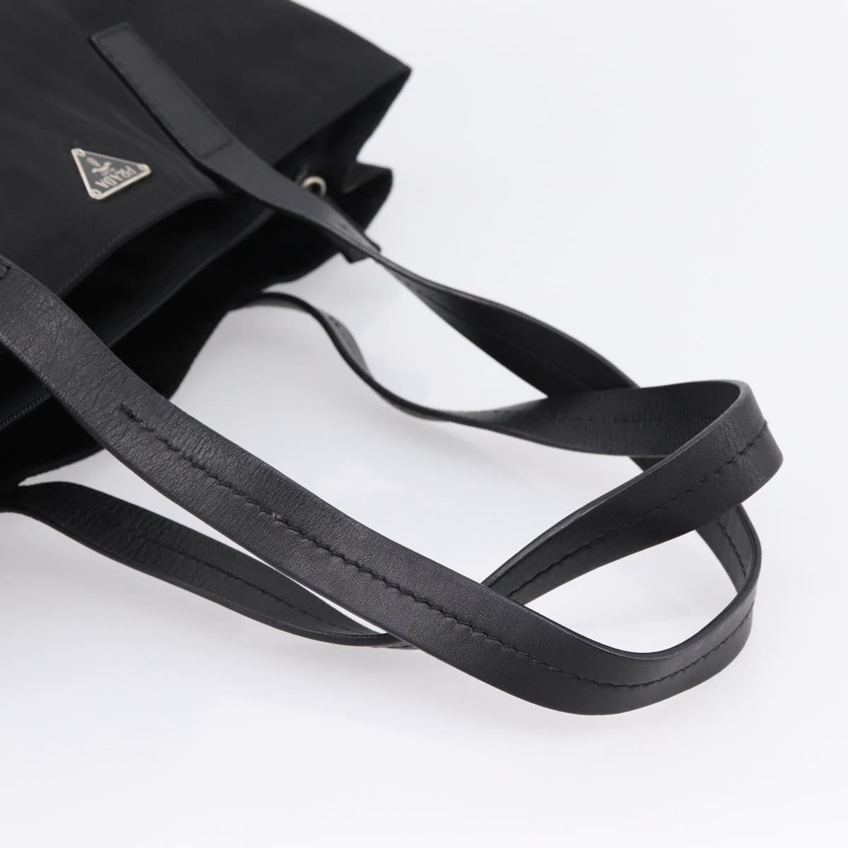 PRADA Pocono Tote Bag Nylon Black Silver Auth mr2839