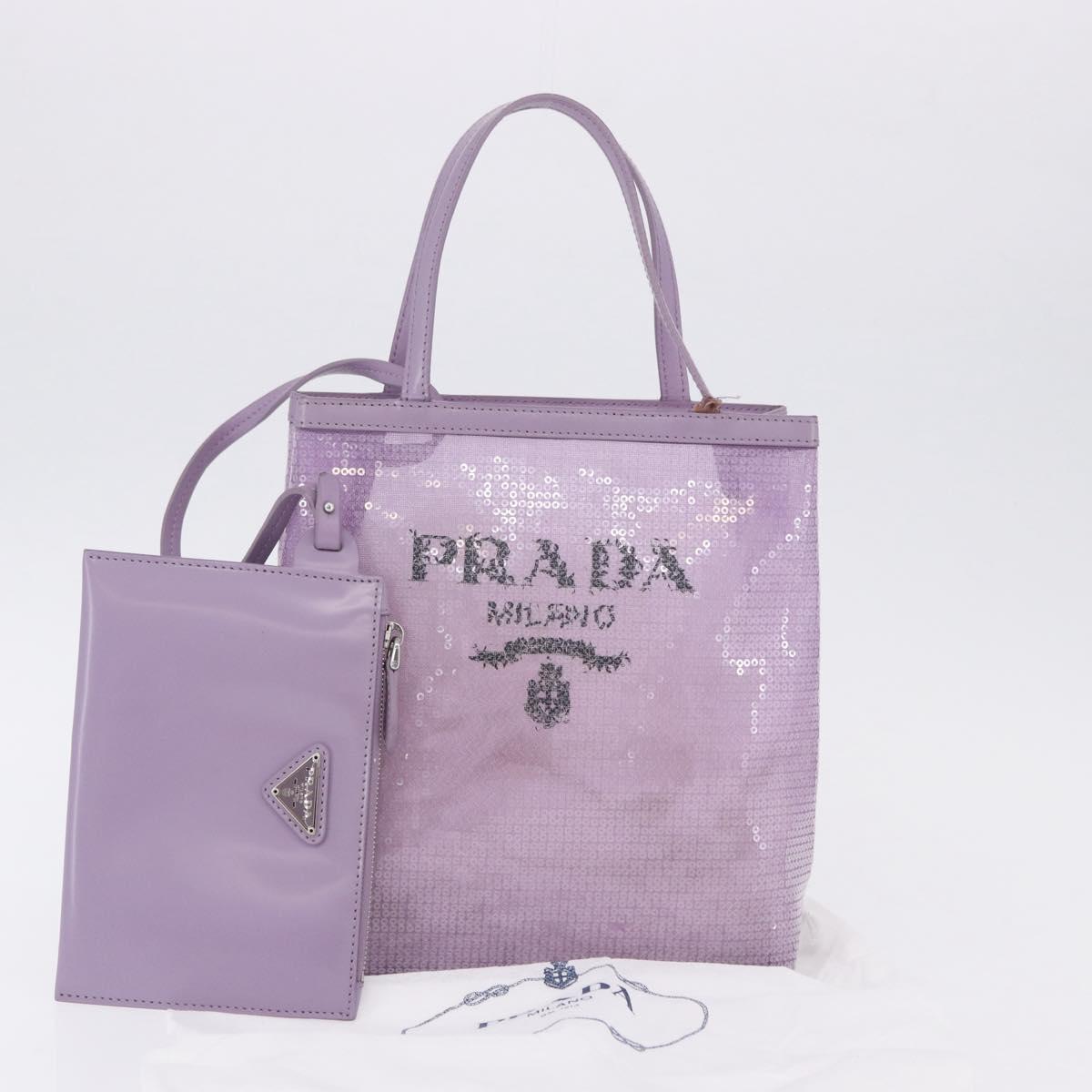 PRADA Hand Bag Mesh Sequins Purple Silver Auth mr2840