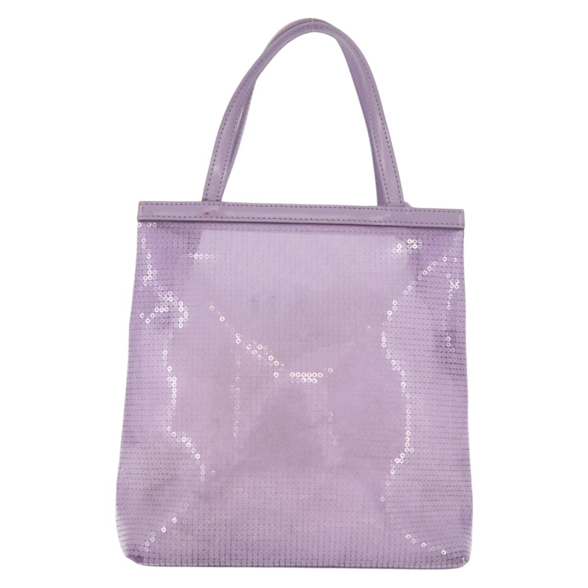PRADA Hand Bag Mesh Sequins Purple Silver Auth mr2840