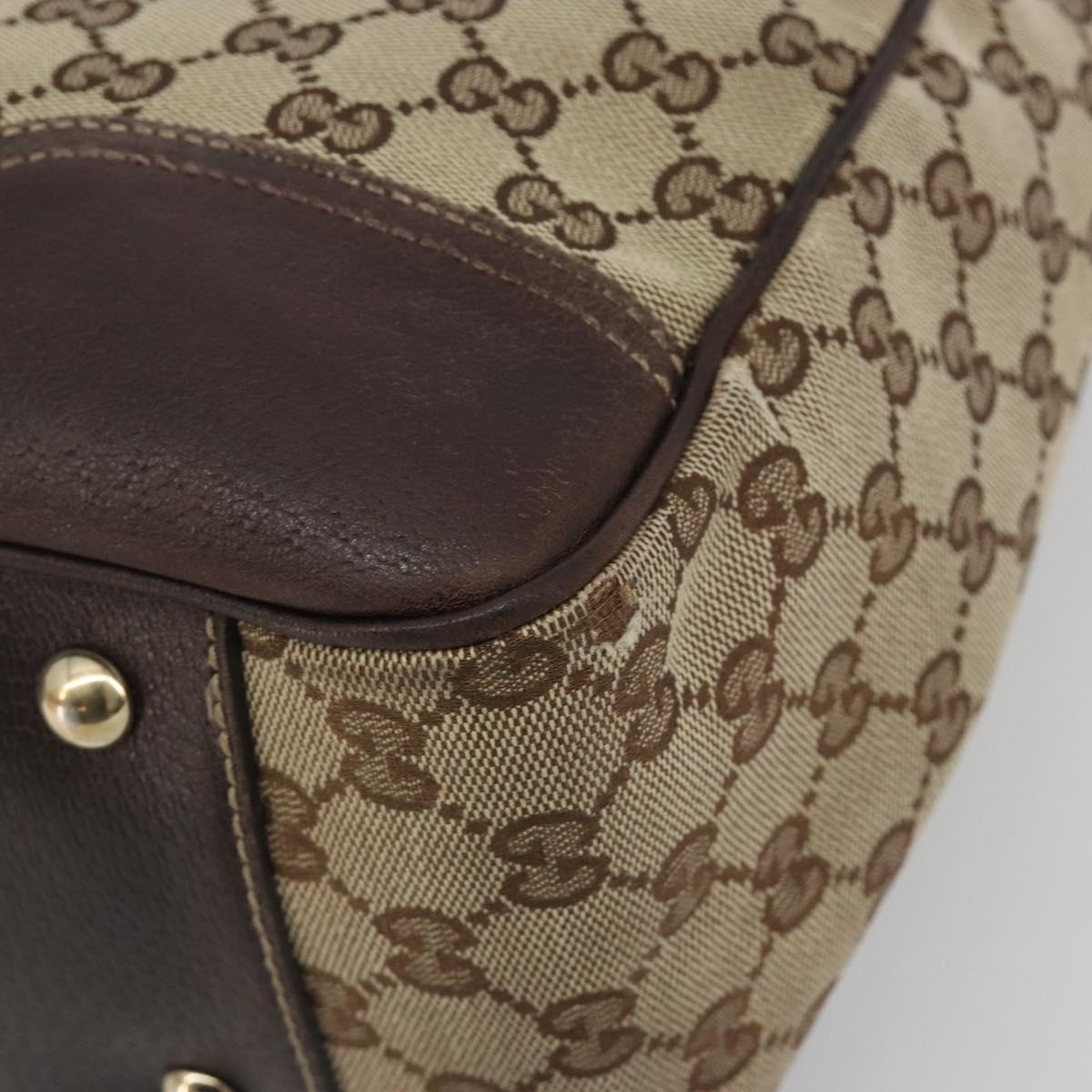 GUCCI GG Canvas Web Sherry Line Tote Bag Brown Gold 163805 Auth mr2841