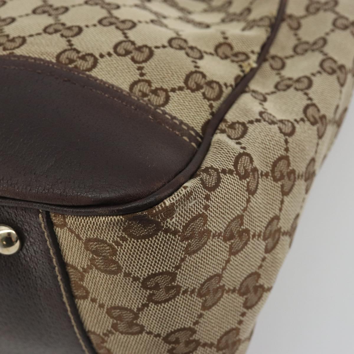 GUCCI GG Canvas Web Sherry Line Tote Bag Brown Gold 163805 Auth mr2841