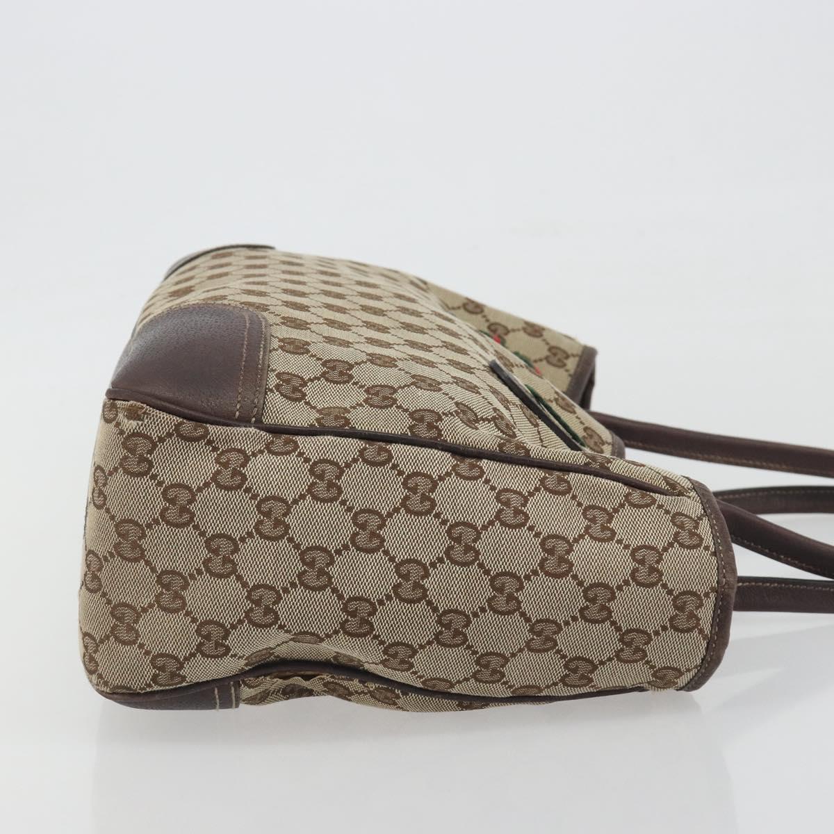 GUCCI GG Canvas Web Sherry Line Tote Bag Brown Gold 163805 Auth mr2841