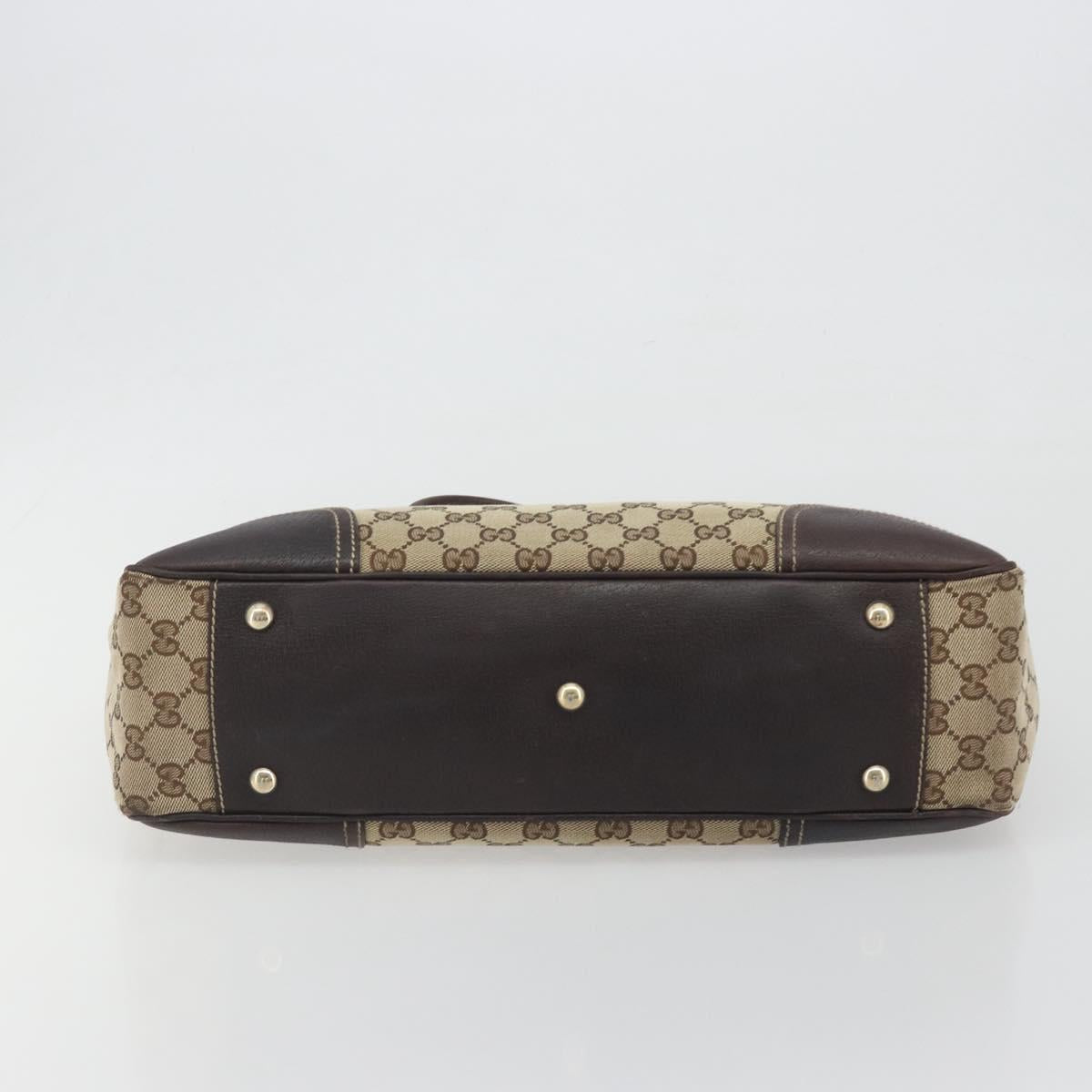 GUCCI GG Canvas Web Sherry Line Tote Bag Brown Gold 163805 Auth mr2841